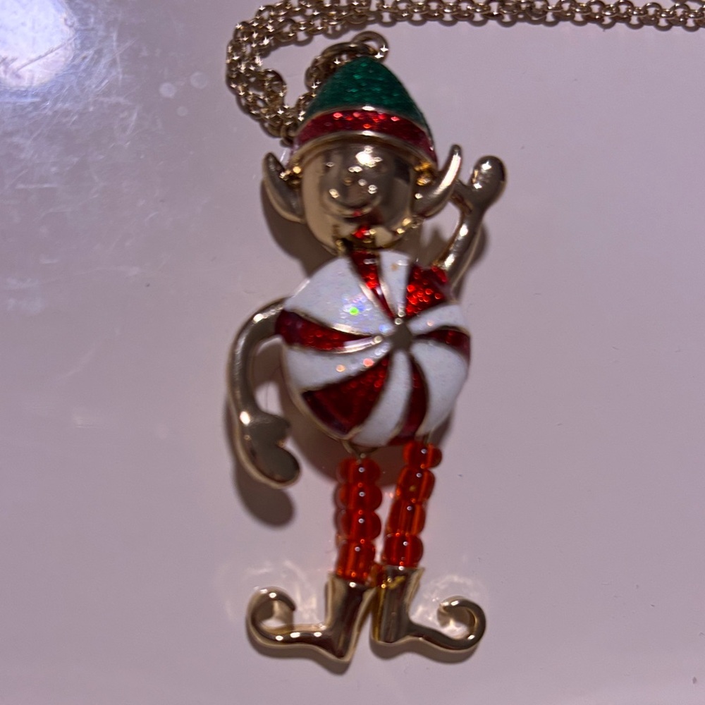 Festive Elf Pendant 16 inch & 3 inch Extender Necklace… Great Condition